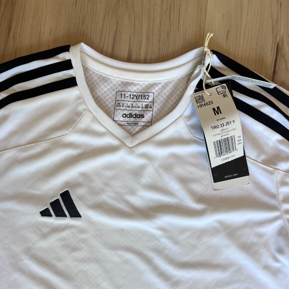 NWT Adidas Kids White Mesh Soccer Football Sports Jersey 11-12 yrs - Picture 2 of 3